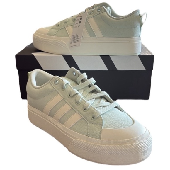 NWT Adidas Bravada 2.0 Platform Pistachio Linen Green White Sneakers Sz 8 - Picture 3 of 9